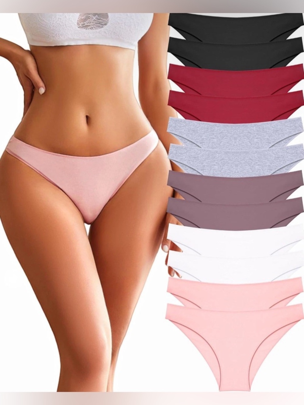 FINETOO 12-Pack Underwear Women’s Medium Hipster Soft Stretch Cotton Panties
